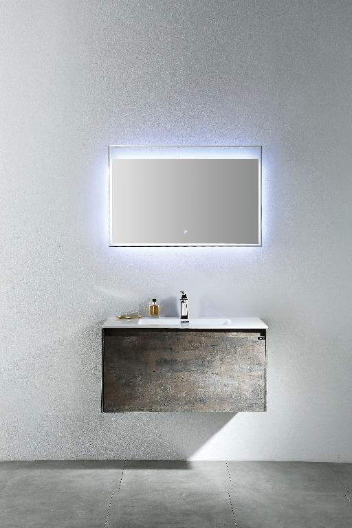 Ensemble Meuble De SDB Slim couleur nuance de pierre (2 tiroirs)750xx475x450 avec vasque couleur blanche - Elegant